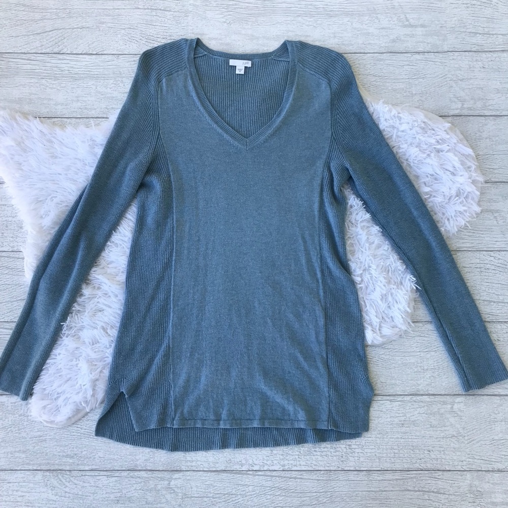 J. Jill Blue V Neck Tunic Sweater sz Extra Small